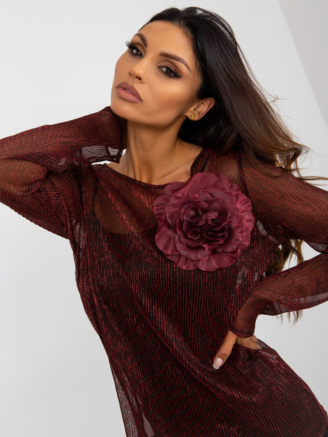 Hurt Czerwono-czarna błyszcząca bluzka wizytowa z topem