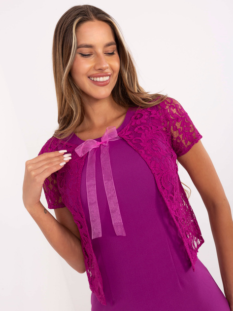 Hurt Fioletowa ołówkowa sukienka koktajlowa z bolerkiem