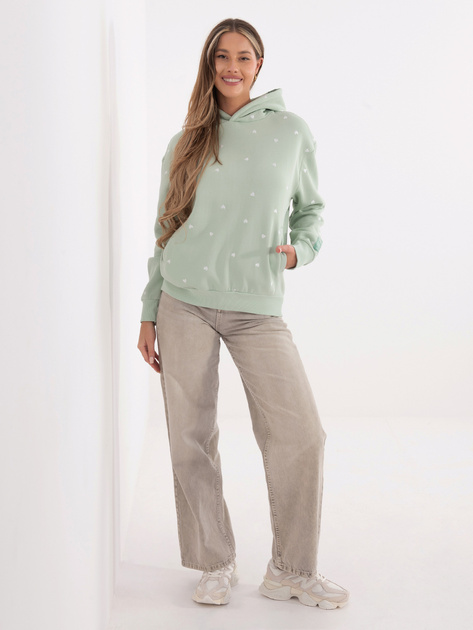 Pistacjowa dresowa bluza w serduszka
