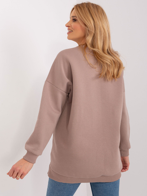 Hurtownia Ciemnobeżowa asymetryczna bluza basic