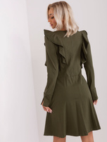 Hurtownia Khaki rozkloszowana sukienka z bawełny 