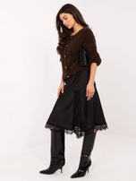 Black satin skirt with a slit RUE PARIS.
