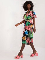 Hurt Czarna midi sukienka z krótkim rękawem