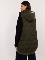 Hurt Khaki długa kamizelka damska z odpinanym kapturem