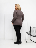 Brązowa bluzka plus size z długim rękawem