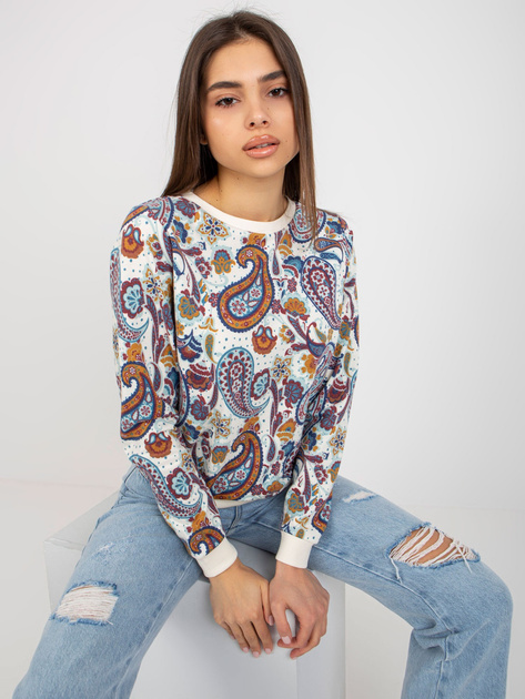 Hurt Ecru-niebieska bluza w orientalne wzory bez kaptura