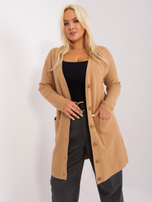 Hurtownia Camelowy długi sweter plus size