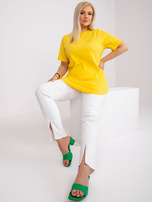 Żółta bluzka plus size z materiału prążkowanego Stella