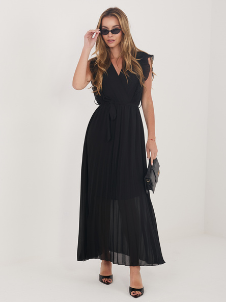 Czarna letnia sukienka z kopertowym dekoltem RUE PARIS