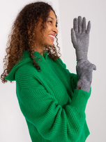 Hurt Ciemnozszare dotykowe rękawiczki z pomponem