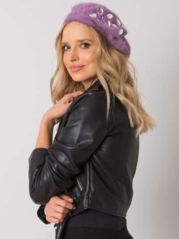 Purple women's beret with applique