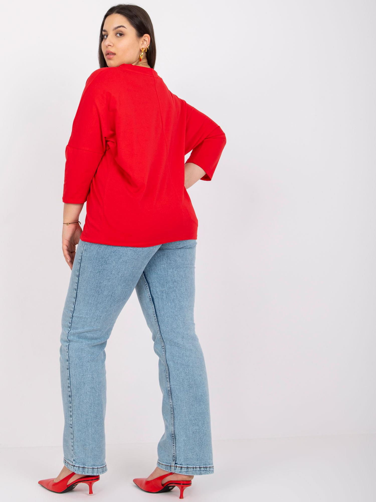 Czerwona bluzka plus size z dżetami Manon