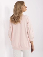 Jasnoróżowa bluza kangurka z rękawem 3/4