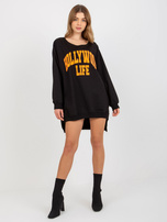 Hurt Czarno-pomarańczowa długa bluza oversize z napisem 