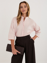 Jasnoróżowa bawełniana koszula z rękawem 3/4