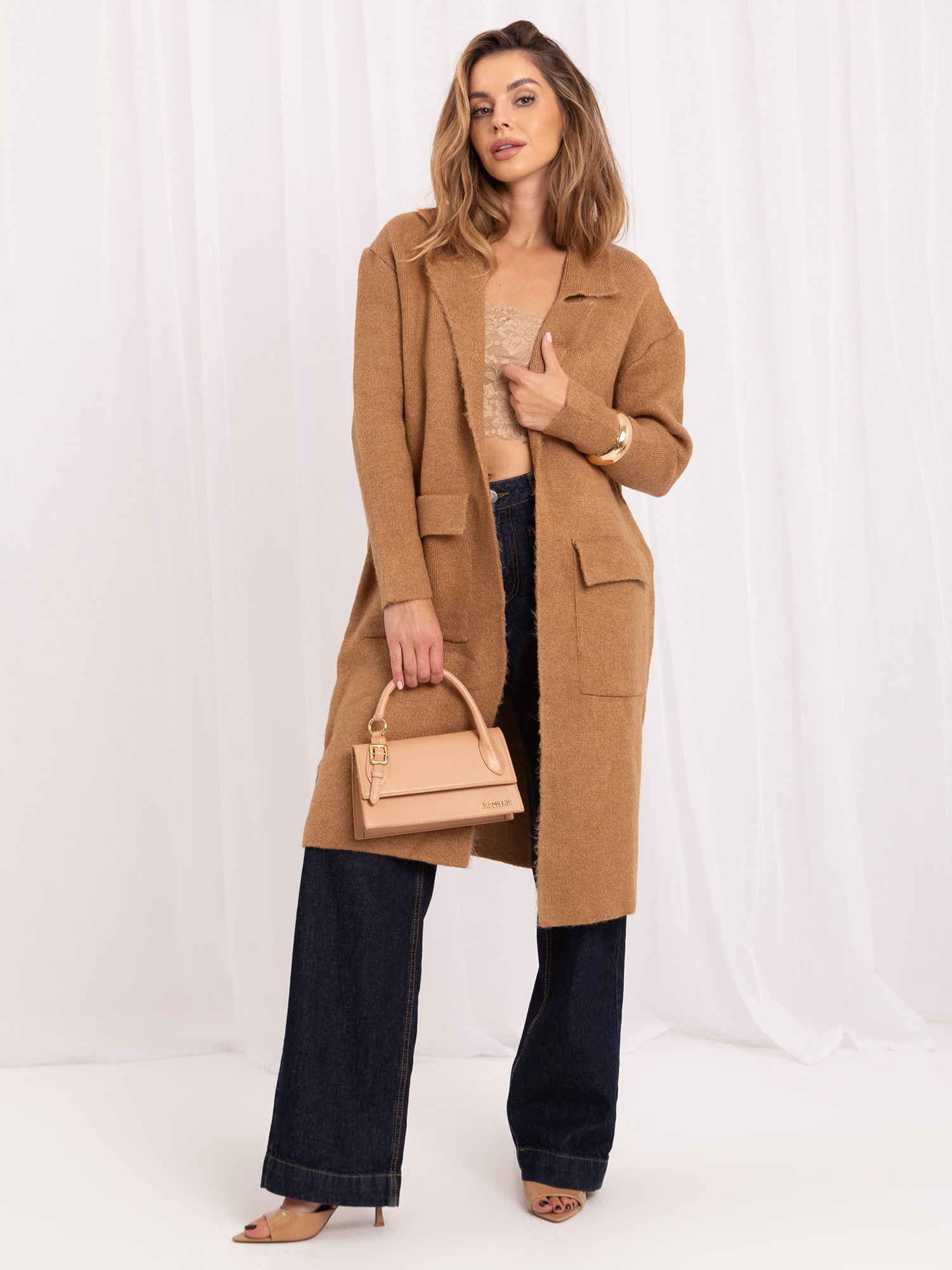 Kameliger Cardigan mit Bindung Cordie RUE PARIS.