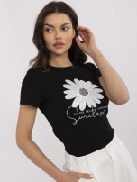 Czarny damski t-shirt z cekinami 