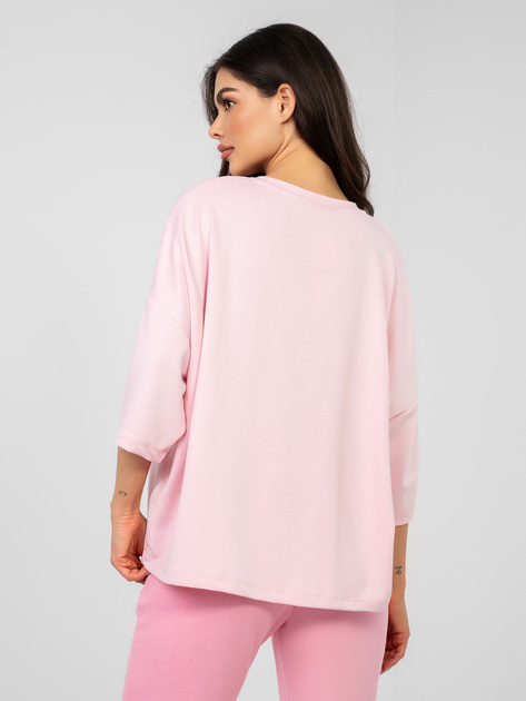 Pastelowa różowa bluzka basic o kroju oversize RUE PARIS