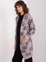 Hurtownia Ciemnofioletowy kardigan z wiskozą