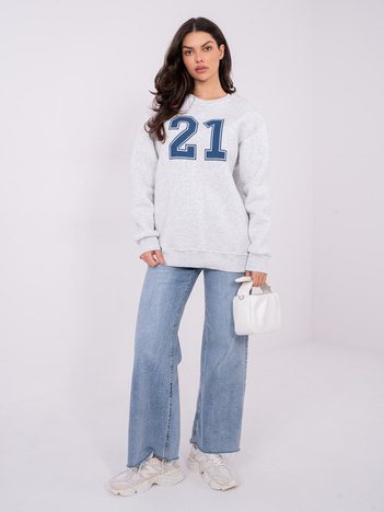 Jasnoszara długa bluza bez kaptura 