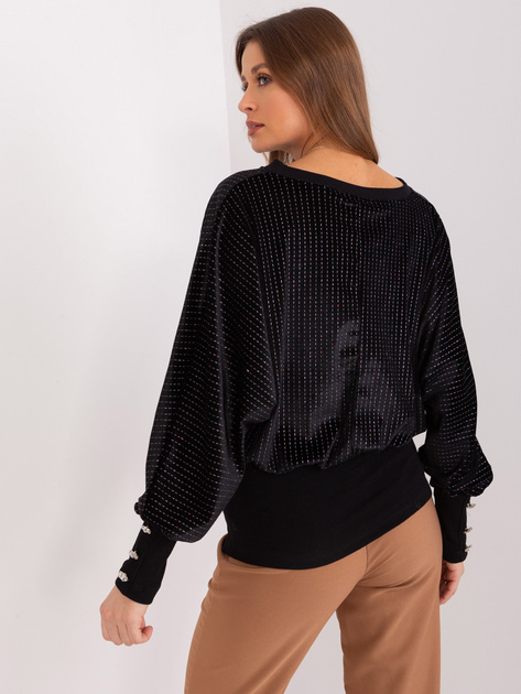 Hurtownia Czarna bluzka wizytowa z długim rękawem RUE PARIS