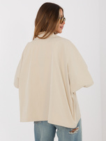 Beżowy dwurzędowy płaszcz z podszewką RUE PARIS 