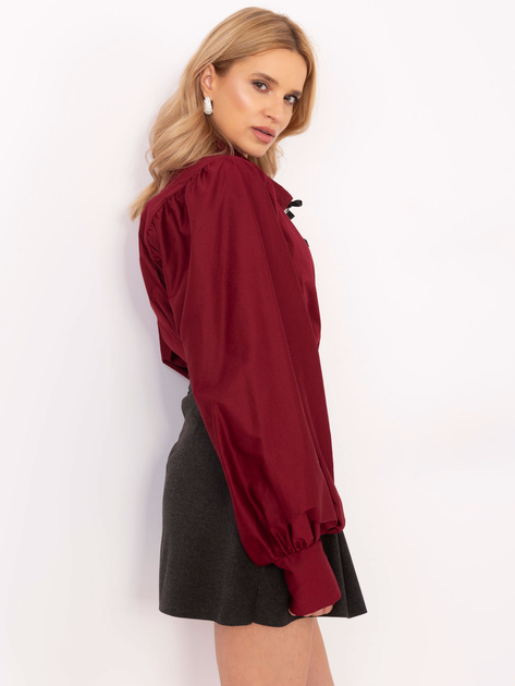 Hurt Bordowa rozpinana koszula damska z kołnierzykiem