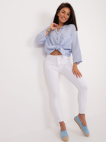 Hurtownia Białe gładkie spodnie jeansowe damskie