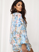 Helleblaue elegante Blumen-Shorts-Rock.