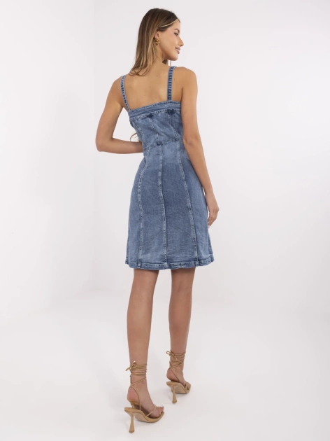 Niebieska asymetryczna sukienka jeasnowa