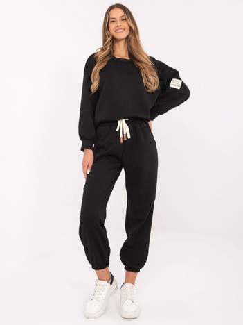 Hurtownia Czarny dwuczęściowy komplet z bluzą oversize
