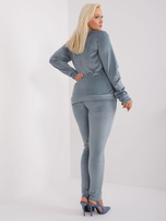 Hurt Szaro-niebieski welurowy komplet plus size Jeannee