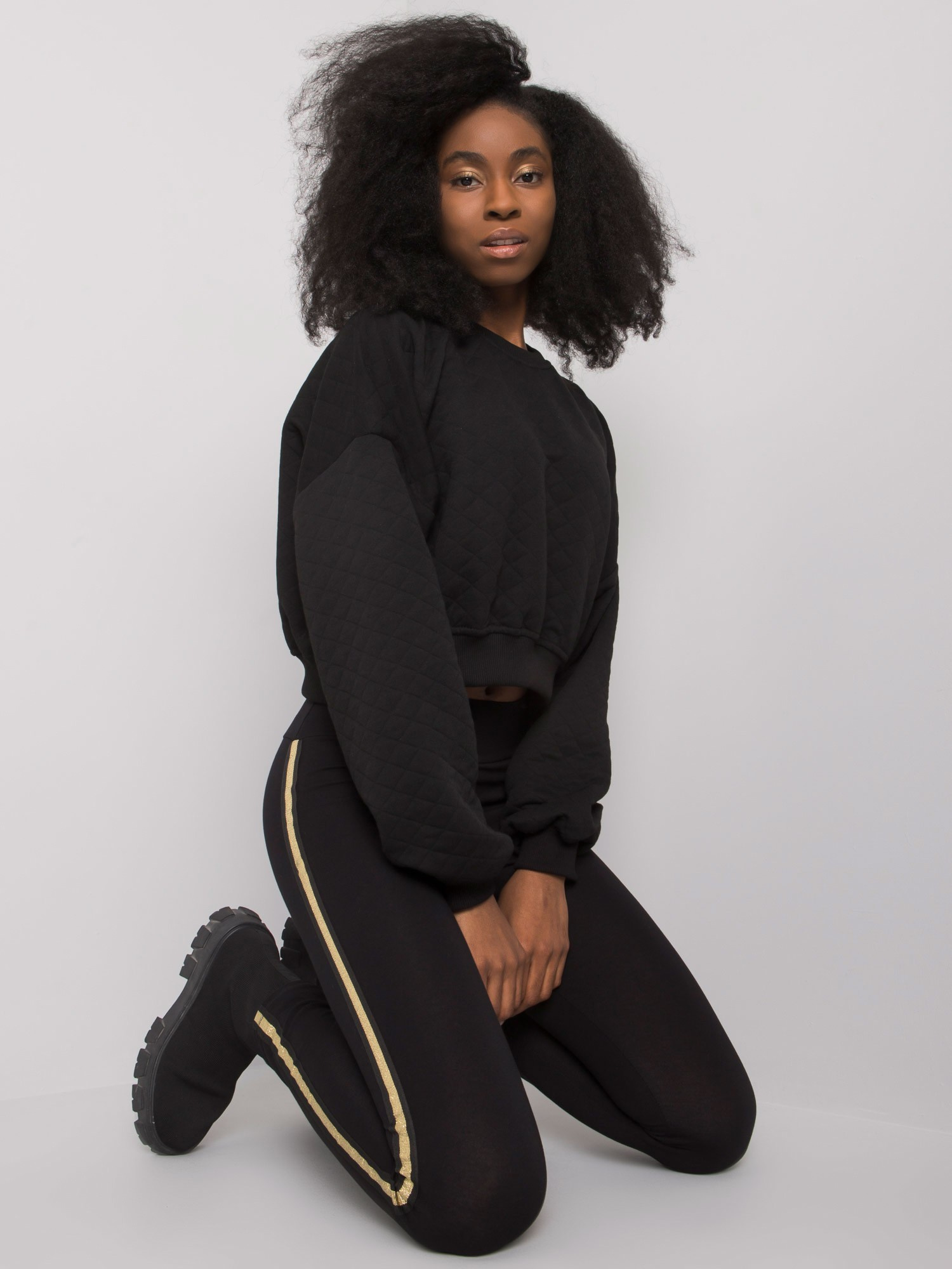 Schwarze Damenleggings mit Streifen Elena RUE PARIS.