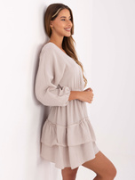 Beżowa sukienka boho z muślinu 