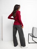 Bordowa bawełniana bluzka z kokardką RUE PARIS  