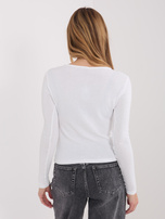 Ecru krótka bluzka basic z okrągłym dekoltem 