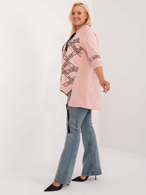 Hurt Brudnoróżowa asymetryczna bluzka plus size z nadrukiem