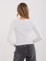 Ecru damska bluzka basic z długim rękawem 