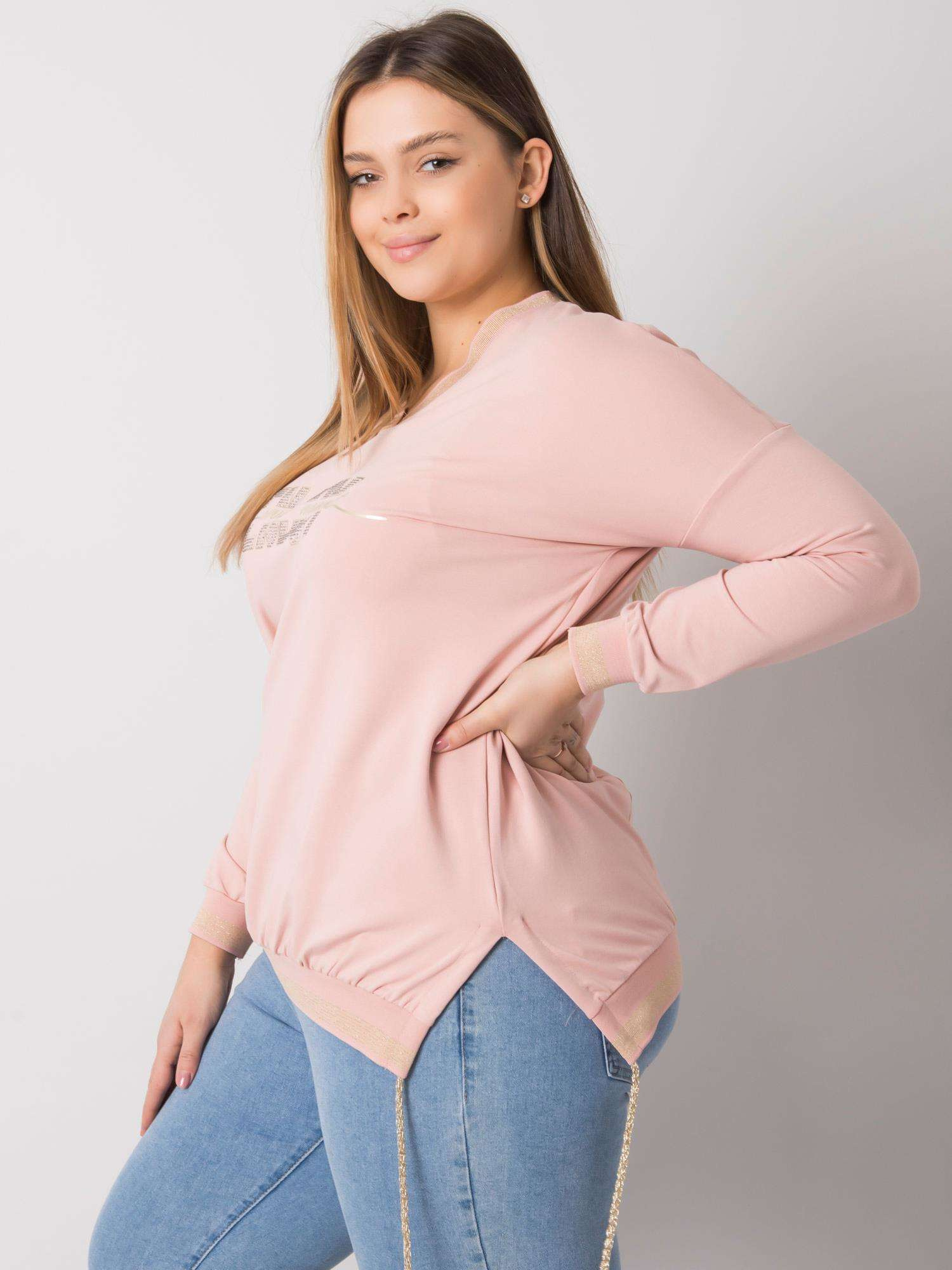 Dirty pink plus size blouse with Lila applique