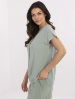 Pistacjowa bluzka z krótkim rękawem SUBLEVEL