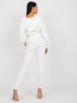 Hurt Ecru damski dresowy komplet basic z krótką bluzą 