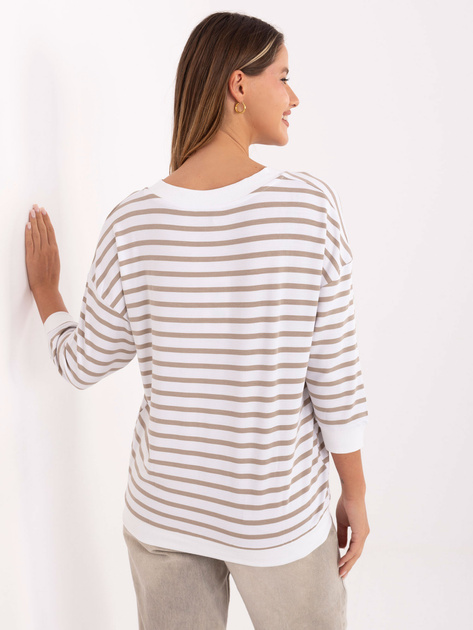 Biało-ciemnobeżowa damska bluzka z modalu