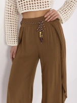 Hurt Jasnobrązowe zwiewne spodnie z paskiem OCH BELLA 