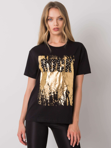 Czarny t-shirt z nadrukiem Ginger