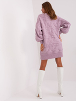 Hurt Jasnofioletowa sukienka dzianinowa o kroju oversize