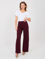 Śliwkowe garniturowe spodnie bez zapięcia RUE PARIS 