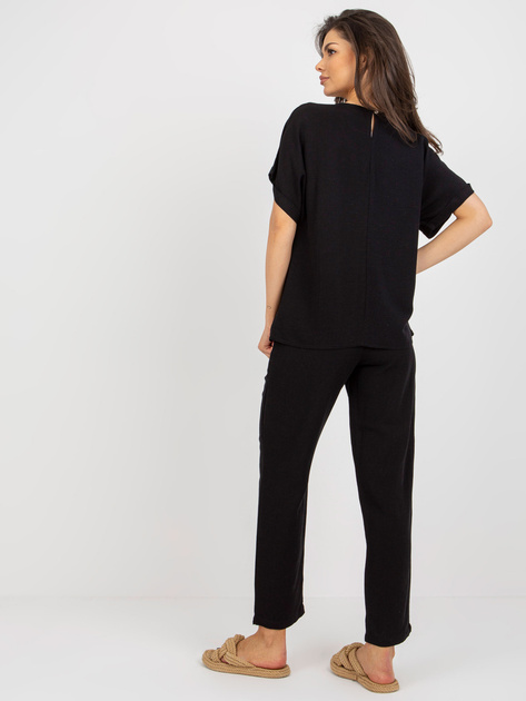 Hurt Czarny komplet letni z dodatkiem lnu RUE PARIS