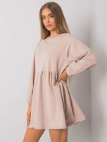 Jasnobeżowa sukienka z długim rękawem Bellevue