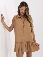 Camelowa mini sukienka z guzikami Odelia RUE PARIS 