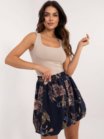 Hurt Granatowa spódnica bombka z nadrukiem